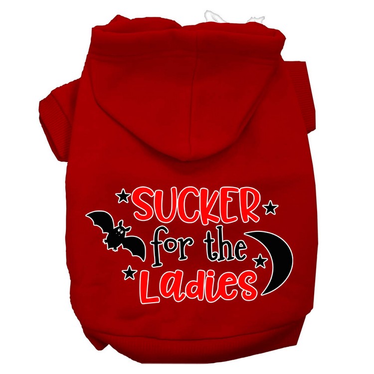 Sucker for the Ladies Screen Print Dog Hoodie Red XS